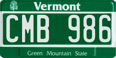 VT license plate CMB986