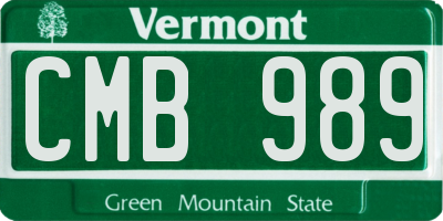 VT license plate CMB989