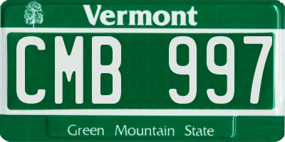 VT license plate CMB997