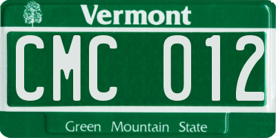 VT license plate CMC012