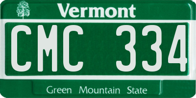 VT license plate CMC334
