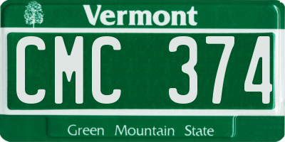 VT license plate CMC374