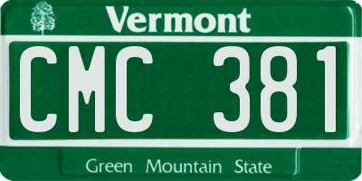 VT license plate CMC381