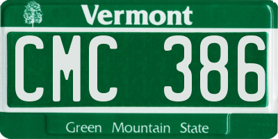 VT license plate CMC386