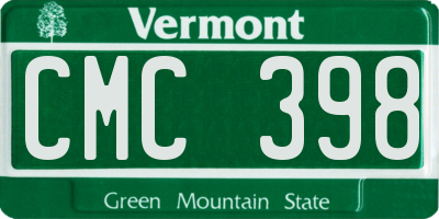 VT license plate CMC398