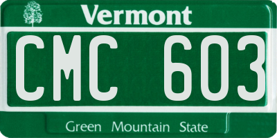 VT license plate CMC603