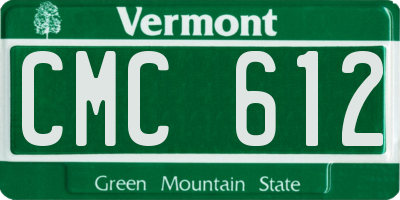 VT license plate CMC612