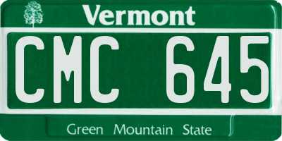 VT license plate CMC645
