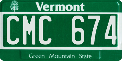 VT license plate CMC674