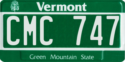 VT license plate CMC747
