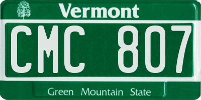 VT license plate CMC807