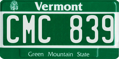 VT license plate CMC839