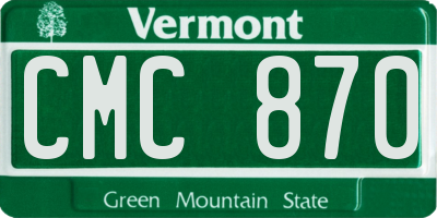 VT license plate CMC870