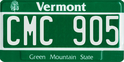 VT license plate CMC905