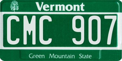 VT license plate CMC907