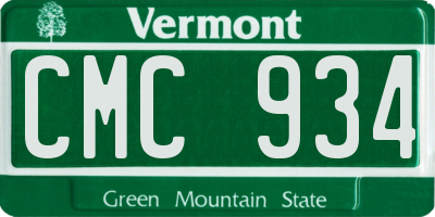 VT license plate CMC934