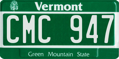 VT license plate CMC947