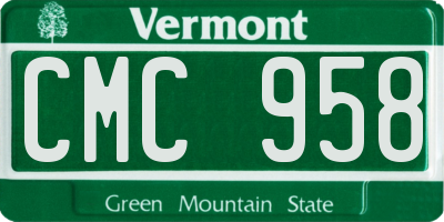 VT license plate CMC958