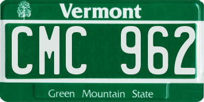 VT license plate CMC962