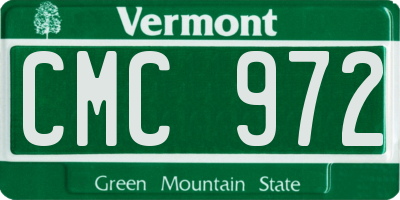 VT license plate CMC972