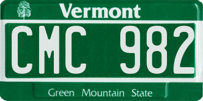 VT license plate CMC982