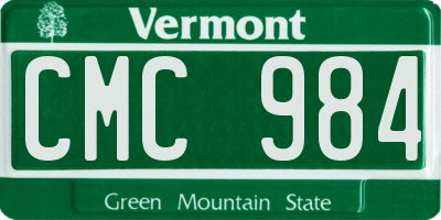 VT license plate CMC984