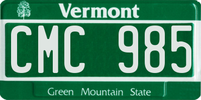 VT license plate CMC985