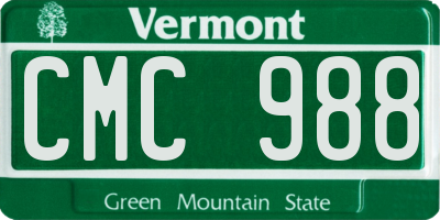 VT license plate CMC988