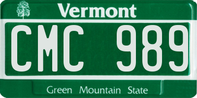 VT license plate CMC989