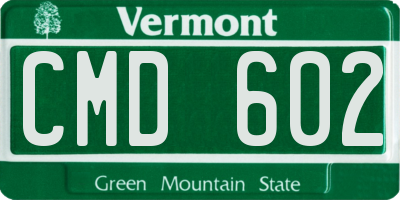VT license plate CMD602