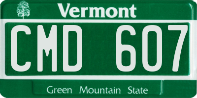 VT license plate CMD607