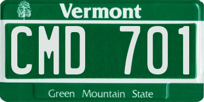 VT license plate CMD701