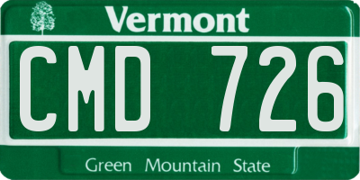 VT license plate CMD726