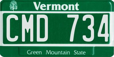 VT license plate CMD734