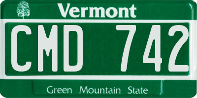 VT license plate CMD742