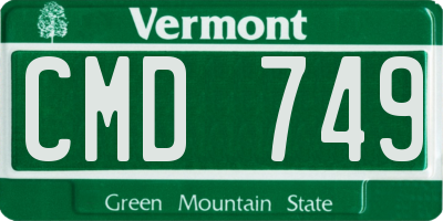 VT license plate CMD749