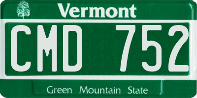 VT license plate CMD752