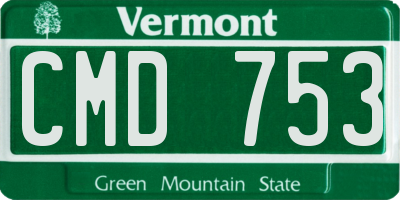 VT license plate CMD753