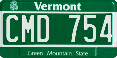 VT license plate CMD754