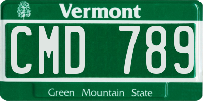 VT license plate CMD789