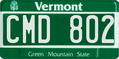 VT license plate CMD802