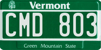 VT license plate CMD803