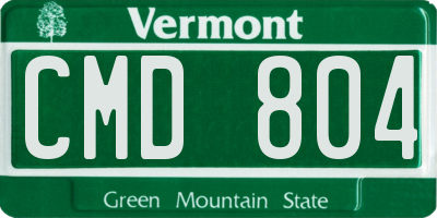 VT license plate CMD804