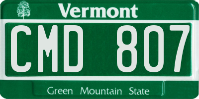 VT license plate CMD807
