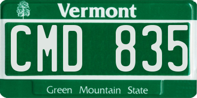 VT license plate CMD835