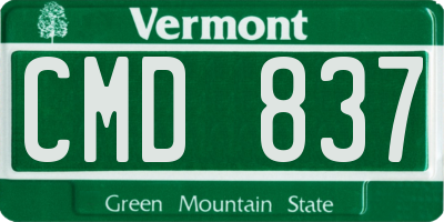 VT license plate CMD837