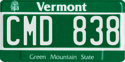 VT license plate CMD838
