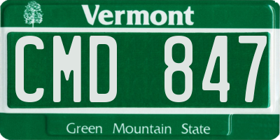 VT license plate CMD847