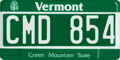 VT license plate CMD854