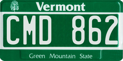 VT license plate CMD862